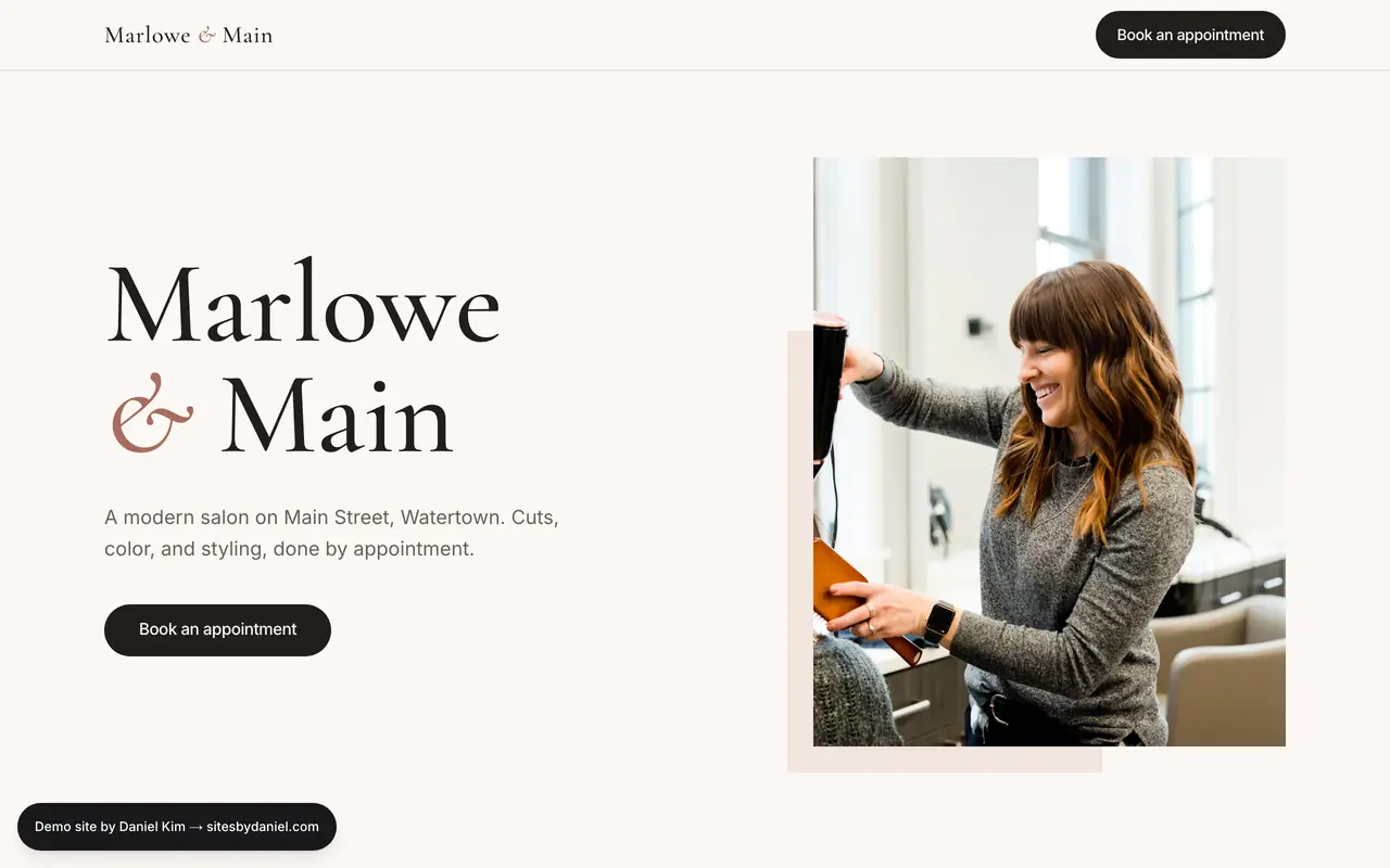 The Marlowe & Main demo homepage